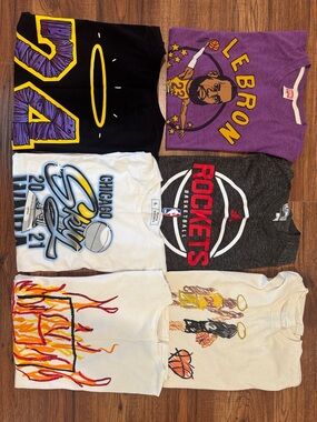 Men’s 6 T-Shirt Graphic Lot sz: L